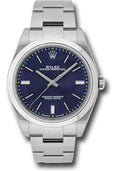 Rolex Steel Oyster Perpetual 39 Watch - Domed Bezel - Blue Index Dial - 114300 blio - Carbon Watch Company