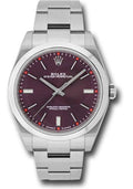Rolex Steel Oyster Perpetual 39 Watch - Domed Bezel - Red Grape Index Dial - 114300 rgio - Carbon Watch Company