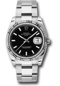 Rolex Date 34 Watch - Fluted Bezel - Black Index Dial - 115234 bkso - Carbon Watch Company