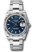 Rolex Date 34 Watch - Fluted Bezel - Blue Index Dial - 115234 blio - Carbon Watch Company