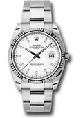 Rolex Date 34 Watch - Fluted Bezel - White Index Dial - 115234 wio - Carbon Watch Company