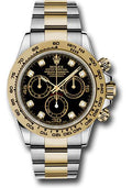 Rolex Yellow Rolesor Cosmograph Daytona 40 Watch - Black Diamond Dial - 116503 bkd - Carbon Watch Company
