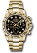 Rolex Yellow Gold Cosmograph Daytona 40 Watch - Black Diamond Dial - 116508 bkd - Carbon Watch Company