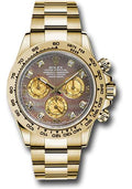 Rolex Yellow Gold Cosmograph Daytona 40 Watch - Dark Mother-Of-Pearl And Gold Crystal Diamond Dial - 116508 dkmd - Carbon Watch Company