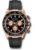 Rolex Everose Gold Cosmograph Daytona 40 Watch - Black Index Dial - Black Oysterflex Strap - 116515LN bkpof - Carbon Watch Company
