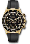 Rolex Yellow Gold Cosmograph Daytona 40 Watch - Black Index Dial - Black Oysterflex Strap - 116518LN bkof - Carbon Watch Company
