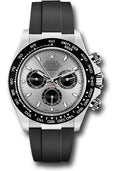 Rolex White Gold Cosmograph Daytona 40 Watch - Steel Index Dial - Black Oysterflex Strap - 116519LN stbkof - Carbon Watch Company