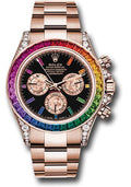 Rolex Everose Cosmograph Daytona 40 Watch - 36 Baguette-Cut Sapphires In Rainbow Graduation Bezel - Black Rainbow Sapphire Dial - 116595RBOW bkgcs - Carbon Watch Company
