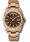 Rolex Everose Gold Day-Date 36 Watch - Fluted Bezel - Chocolate Index Dial - Oyster Bracelet - 118235 choio - Carbon Watch Company