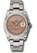 Rolex White Gold Day-Date 36 Watch - Fluted Bezel - Copper Roman Dial - Oyster Bracelet - 118239 cro - Carbon Watch Company