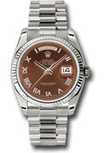 Rolex White Gold Day-Date 36 Watch - Fluted Bezel - Havana Brown Index Dial - President Bracelet - 118239 hrp - Carbon Watch Company