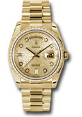 Rolex Yellow Gold Day-Date 36 Watch - Bezel - Champagne Jubilee Diamond Dial - President Bracelet - 118348 chjdp - Carbon Watch Company