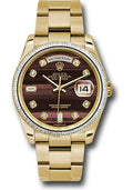 Rolex Yellow Gold Day-Date 36 Watch - Bezel - Bulls Eye Diamond Dial - Oyster Bracelet - 118398 bedo - Carbon Watch Company
