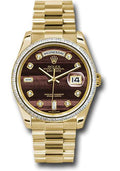 Rolex Yellow Gold Day-Date 36 Watch - Bezel - Bulls Eye Diamond Dial - President Bracelet - 118398 bedp - Carbon Watch Company