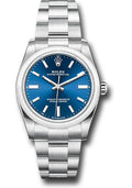 Rolex Oyster Perpetual 34 Watch - Domed Bezel - Blue Index Dial - Oyster Bracelet - 2020 Release - 124200 bluio - Carbon Watch Company