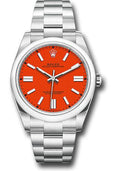 Rolex Oyster Perpetual 41 Watch - Domed Bezel - Coral Red Index Dial - Oyster Bracelet - 2020 Release - 124300 reio - Carbon Watch Company