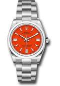 Rolex Oyster Perpetual 36 Watch - Domed Bezel - Coral Red Index Dial - Oyster Bracelet - 2020 Release - 126000 reio - Carbon Watch Company