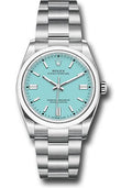 Rolex Oyster Perpetual 36 Watch - Domed Bezel - Turquoise Blue Index Dial - Oyster Bracelet - 2020 Release - 126000 tbio - Carbon Watch Company