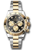 Rolex Yellow Rolesor Cosmograph Daytona Watch - Fixed Bezel - Black And Golden Diamond Dial - Oyster Bracelet - 126503 bkchdo - Carbon Watch Company