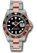 Rolex Everose Rolesor GMT-Master II 40 Watch - Black And Brown Root Beer Bezel - Black Dial - Oyster Bracelet - 126711CHNR bk - Carbon Watch Company