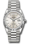 Rolex White Gold Day-Date 36 Watch - Fluted Bezel - Silver Index Dial - President Bracelet - 128239 sip - Carbon Watch Company