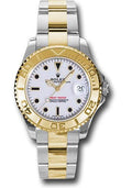 Rolex Steel and Yellow Gold Yacht-Master 35 Watch - White Dial - 168623 w - Carbon Watch Company