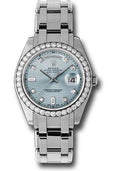 Rolex Platinum Day-Date Special Edition 39 Watch - 40 Diamond Bezel - Glacier Blue Diamond Dial - 18946 glad - Carbon Watch Company
