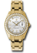 Rolex Yellow Gold Day-Date Special Edition 39 Watch - 40 Diamond Bezel - Silver Diamond Dial - 18948 sd - Carbon Watch Company