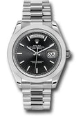 Rolex 950 Platinum Day-Date 40 Watch - Smooth Bezel - Black Index Dial - President Bracelet - 228206 bkip - Carbon Watch Company