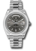 Rolex 950 Platinum Day-Date 40 Watch - Smooth Bezel - Dark Rhodium Index Dial - President Bracelet - 228206 drsmip - Carbon Watch Company