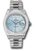 Rolex 950 Platinum Day-Date 40 Watch - Smooth Bezel - Ice Blue Diagonal Motif Index Dial - President Bracelet - 228206 ibdmip - Carbon Watch Company