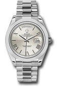 Rolex 950 Platinum Day-Date 40 Watch - Smooth Bezel - Silver Quadrant Motif Bevelled Roman Dial - President Bracelet - 228206 sqmrp - Carbon Watch Company