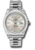 Rolex 950 Platinum Day-Date 40 Watch - Smooth Bezel - Silver Strip Motif Index Dial - President Bracelet - 228206 ssmip - Carbon Watch Company