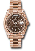 Rolex Everose Gold Day-Date 40 Watch - Fluted Bezel - Chocolate Diagonal Motif Index Dial - President Bracelet - 228235 chodmip - Carbon Watch Company