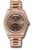 Rolex Everose Gold Day-Date 40 Watch - Fluted Bezel - Chocolate Bevelled Roman Dial - President Bracelet - 228235 chorp - Carbon Watch Company