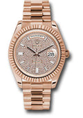 Rolex Everose Gold Day-Date 40 Watch - Fluted Bezel - Diamond Paved Dial - President Bracelet - 228235 dpbdp - Carbon Watch Company