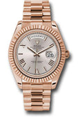 Rolex Everose Gold Day-Date 40 Watch - Fluted Bezel - Sundust Bevelled Roman Dial - President Bracelet - 228235 sdrp - Carbon Watch Company