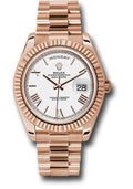 Rolex Everose Gold Day-Date 40 Watch - Fluted Bezel - White Bevelled Roman Dial - President Bracelet - 228235 wrp - Carbon Watch Company