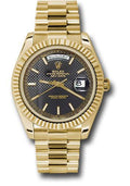 Rolex Yellow Gold Day-Date 40 Watch - Fluted Bezel - Black Diagonal Motif Index Dial - President Bracelet - 228238 bkdmip - Carbon Watch Company