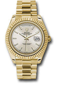 Rolex Yellow Gold Day-Date 40 Watch - Fluted Bezel - Silver Diagonal Motif Index Dial - President Bracelet - 228238 sdmip - Carbon Watch Company