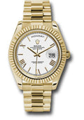 Rolex Yellow Gold Day-Date 40 Watch - Fluted Bezel - White Bevelled Roman Dial - President Bracelet - 228238 wrp - Carbon Watch Company