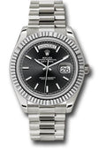 Rolex White Gold Day-Date 40 Watch - Fluted Bezel - Black Index Dial - President Bracelet - 228239 bkip - Carbon Watch Company