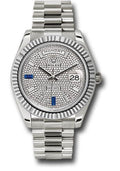 Rolex White Gold Day-Date 40 Watch - Fluted Bezel - Diamond Paved Baguette Diamond Dial - President Bracelet - 228239 dp7d2sp - Carbon Watch Company