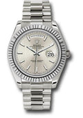 Rolex White Gold Day-Date 40 Watch - Fluted Bezel - Silver Stripe Motif Index Dial - President Bracelet - 228239 ssmip - Carbon Watch Company