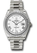 Rolex White Gold Day-Date 40 Watch - Fluted Bezel - White Bevelled Roman Dial - President Bracelet - 228239 wrp - Carbon Watch Company