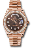 Rolex Everose Gold Day-Date 40 Watch - Everose Gold Bezel - Chocolate Baguette Diamond Dial - President Bracelet - 228345RBR chobdp - Carbon Watch Company