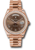 Rolex Everose Gold Day-Date 40 Watch - Everose Gold Bezel - Chocolate Bevelled Roman Dial - President Bracelet - 228345RBR chorp - Carbon Watch Company
