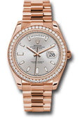 Rolex Everose Gold Day-Date 40 Watch - Everose Gold Bezel - Sundust Baguette-Cut Diamond Dial - President Bracelet - 228345RBR sdbdp - Carbon Watch Company