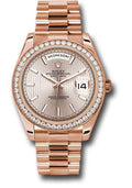 Rolex Everose Gold Day-Date 40 Watch - Everose Gold Bezel - Sundust Strip Motif Index Dial - President Bracelet - 228345RBR sdsmip - Carbon Watch Company