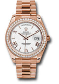 Rolex Everose Gold Day-Date 40 Watch - Everose Gold Bezel - White Bevelled Roman Dial - President Bracelet - 228345RBR wrp - Carbon Watch Company